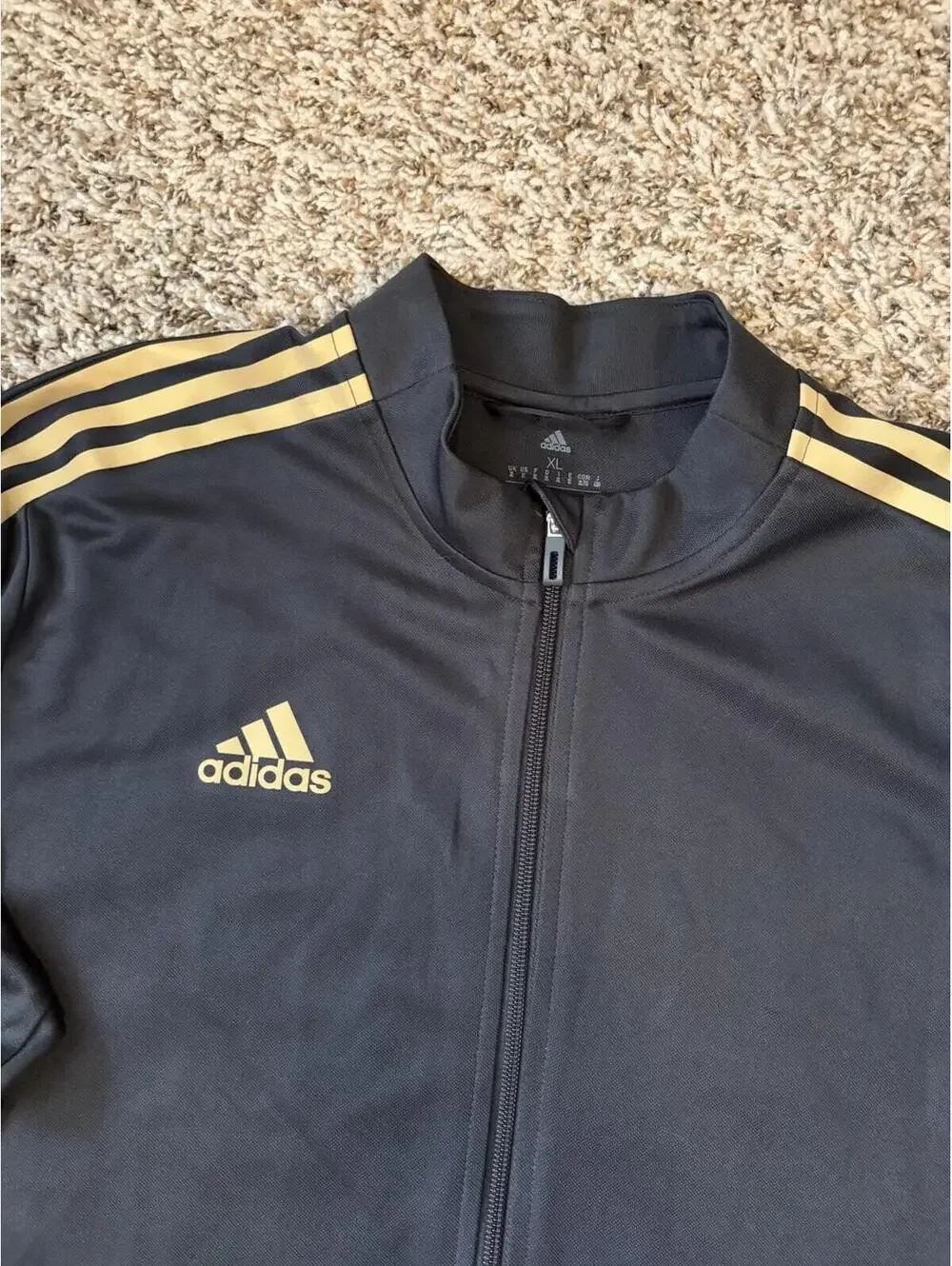 Adidas Men's Tiro Track Jacket Size XL Black Gold Stripes Full Zip HI1123